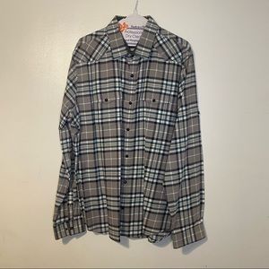 Express Fitted Snap Button Down Shirt Men's Sz X-Large Western Long Sleeve Plaid
